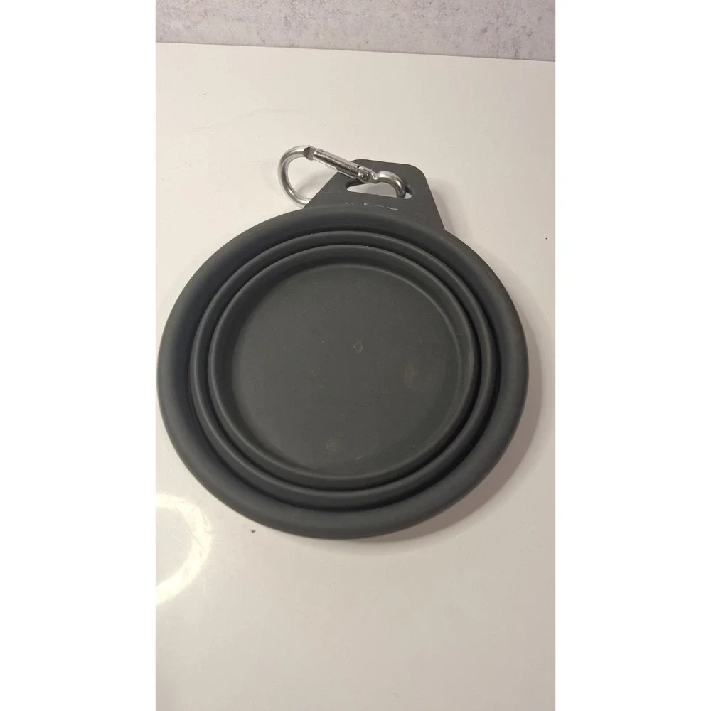 Silicone Collapsible Travel Pet Bowlwith Carabiner Clip